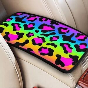 Colorful Leopard Print Car Armrest Cover